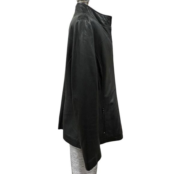 Kenneth Cole Reaction Women’s Black Leather Zip Jacket LARGE Minimalist Classic - Picture 6 of 14